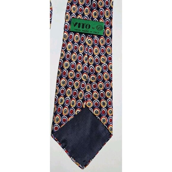 Vito By VR Necktie Silk Multicolor Abstract Geometric Print Hand Made In Italy - Picture 7 of 8